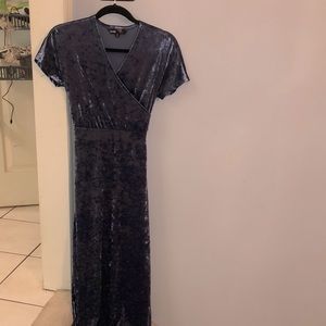 Lularoe Elegant gray crushed velvet maxi dress. Tie back, XS